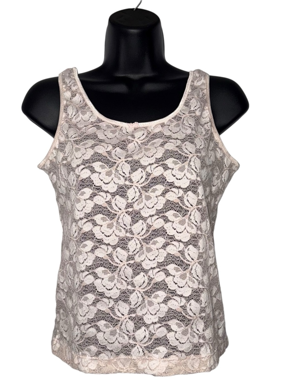 Vintage Christian Dior Intimates Floral Lace Sheer Tank Top Sleeveless Blouse
